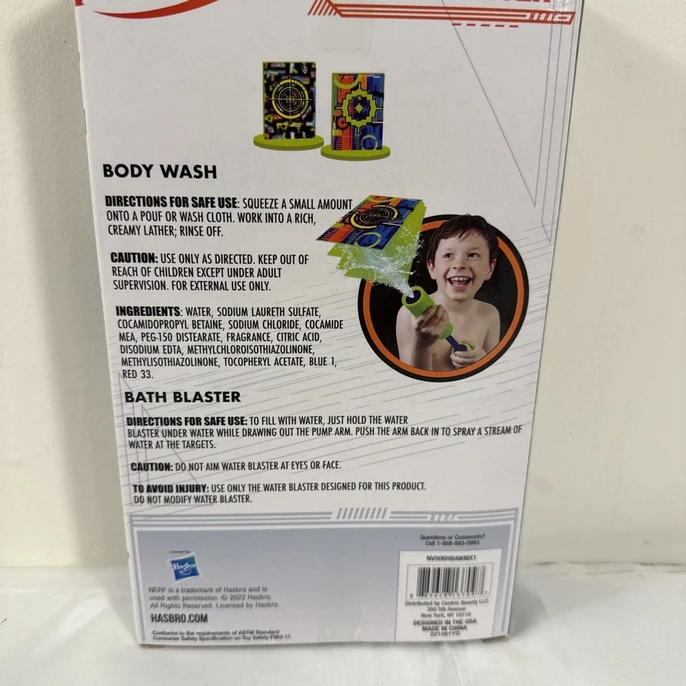 New‎ Nerf Bath Blaster and Targets with Body Wash Kids Gift Set